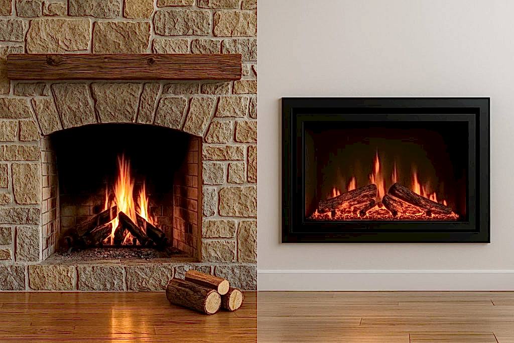 odunlu şömine elektrikli şömine atmosfer farkı