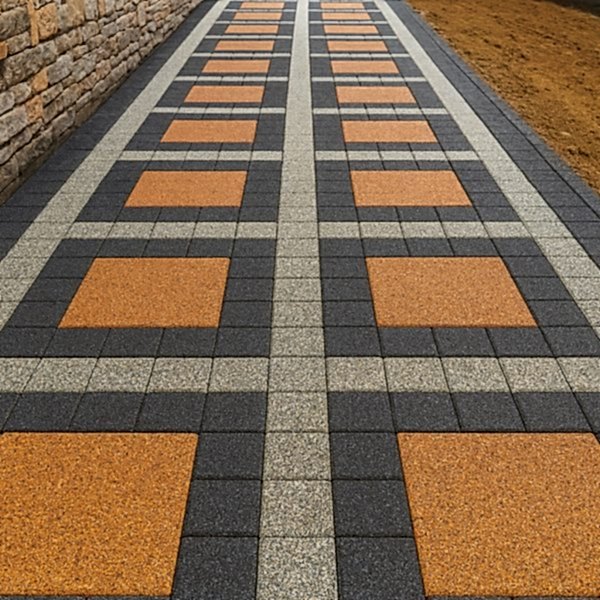 Bahçe yolu için kilitli parke taşı döşeme modeli