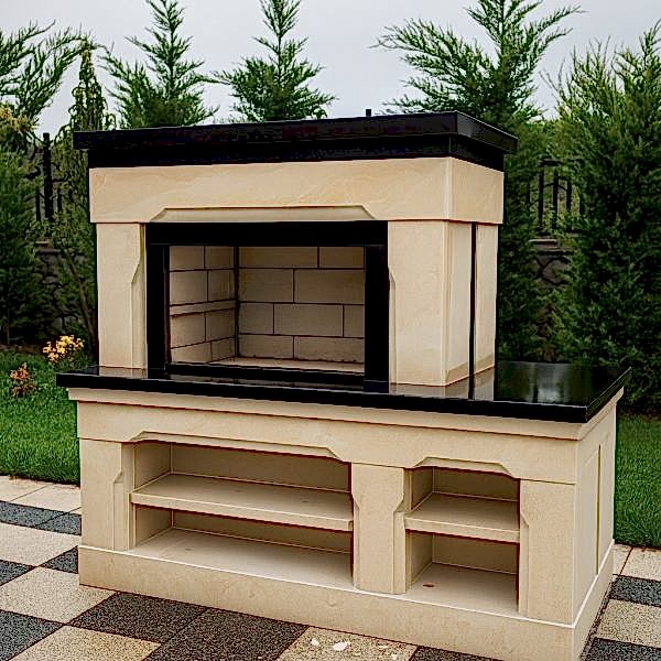 Şık ve dayanıklı taş kaplama modern barbekü modeli