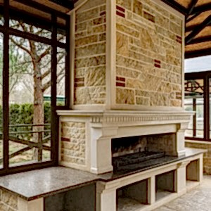 Model 16 lüks taş barbekü uygulaması