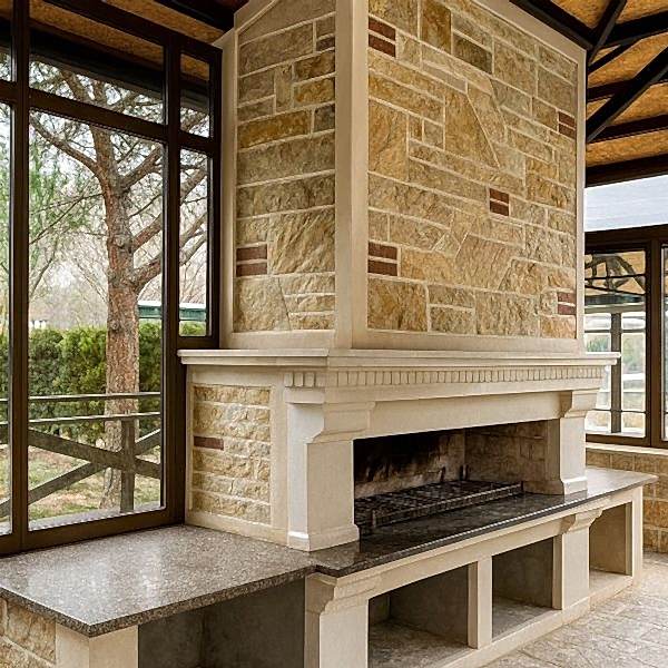 Model 16 lüks taş barbekü uygulaması