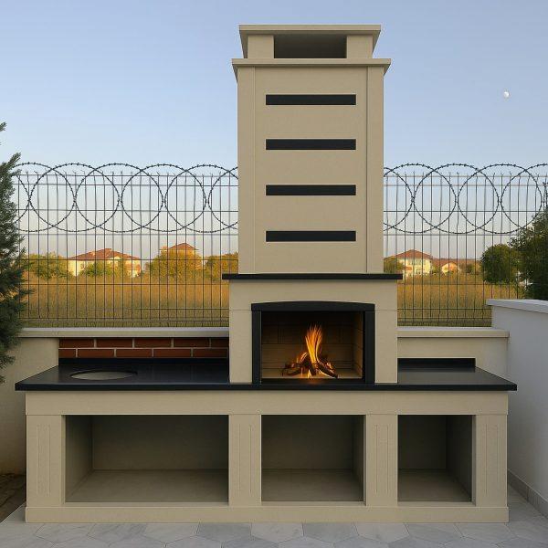 Geniş pişirme alanına sahip modern barbekü modellerinden model 2, bahçe ve teras kullanımı için ideal.