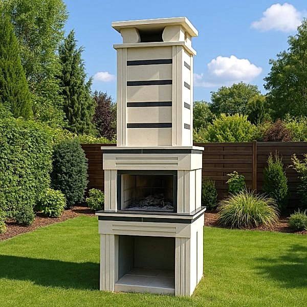 Bahçe barbekü çeşitleri içinde yer alan modern tasarımlı Model 3 barbekü ön görünüşü