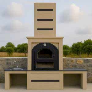 Açık hava kullanımına uygun bahçe barbekü modelleri – Model 5 ön cephe