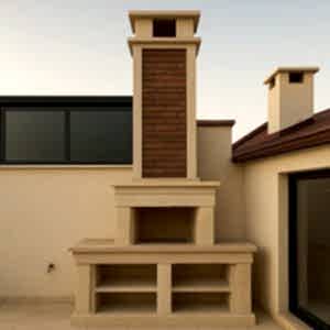 Balkon barbekü modelleri – Barbekü Model 8 taş kaplama ve tuğla görünümlü baca