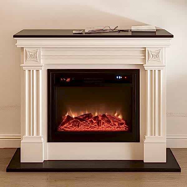 Model 4 beyaz sütun işlemeli şömine görünümlü ısıtıcı