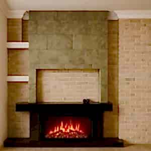 Modern taş görünümlü elektrikli şömine – hazır şömine modelleri