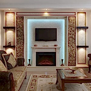 Modern elektrikli şömine Model 7 oturma odası tasarımı