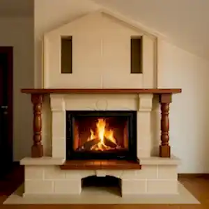 Odunlu şömine modelleri arasında klasik tasarım örneği