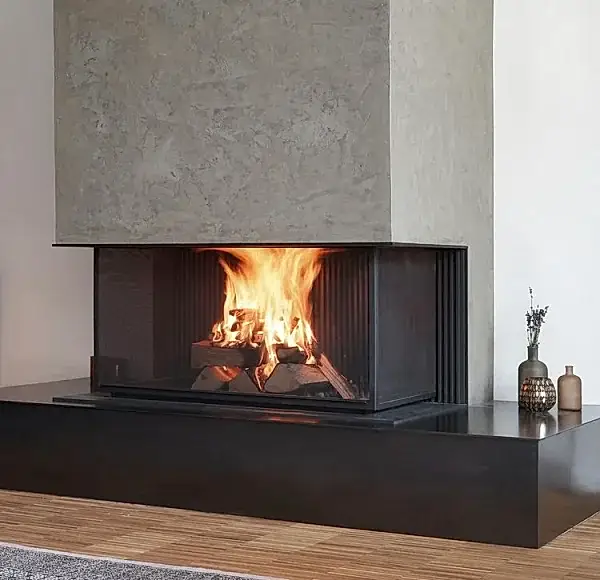 Model 10 siyah çerçeveli modern şömine