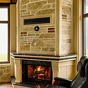 Doğal taş şömine modellerinden model 11 siyah mermer detaylı