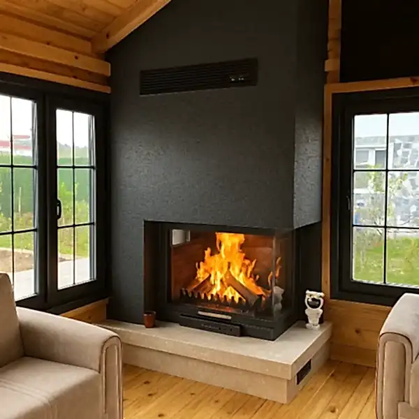 Model 14 siyah taş duvar şömine